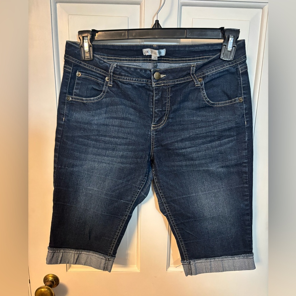 DownEast DE Collection Dark Blue Denim Jean Bermuda Shorts Women’s 10